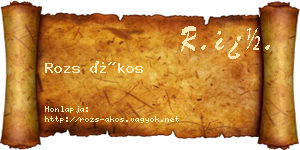 Rozs Ákos névjegykártya